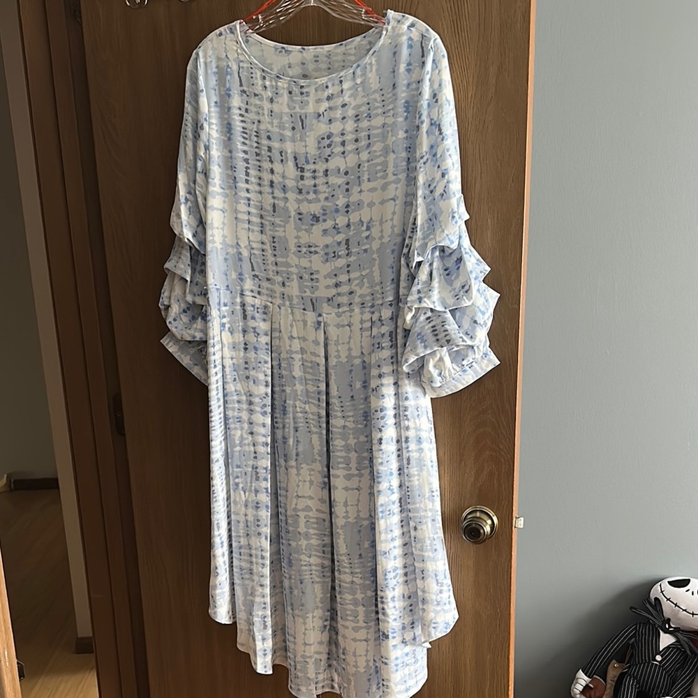 Elegant Blue and White Women's Dress
